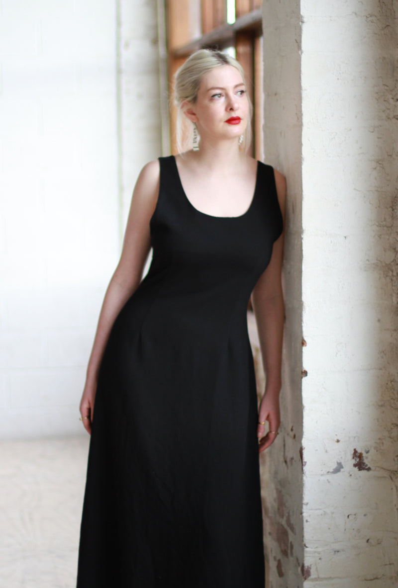 Vintage Black Tank Maxi Dress / Made in ...